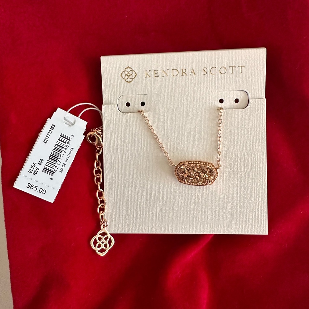 Kendra Scott Elisa Rose Gold Drusy Necklace